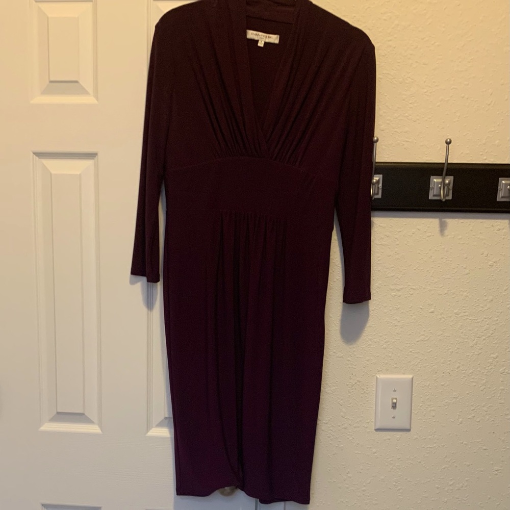 Evan Picone deep purple/maroon flowing dress. Lovely V neck, empire waist